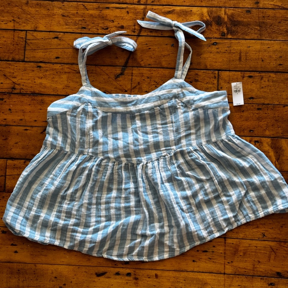 Old Navy Blue and White Striped Tank Top